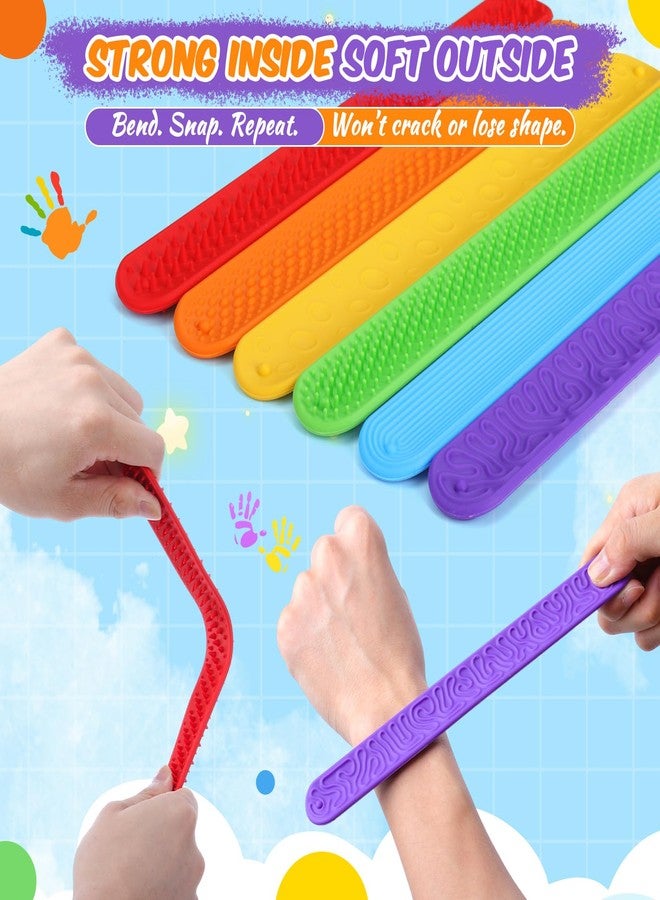 Simgoing Fidget Textured Slap Bracelets Textured Silicone Sensory Bracelet for Autism Calming Sensory Wristbands Wearable Stress Fidgets for Adults Office Desk Travel Gift (24 Pcs) - Image 3